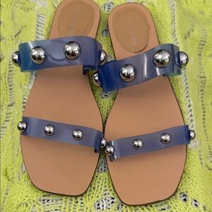 Marc Fisher Periwinkle Blue Sandals with Metallic Accents